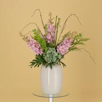 Handgebonden kunstboeket Yara Portland - Roze 90cm - thumbnail