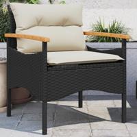 3-delige Loungeset met kussens poly rattan zwart - thumbnail