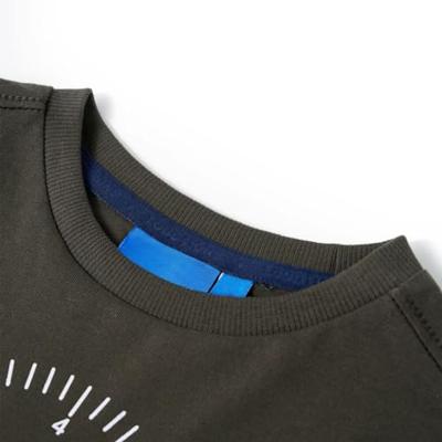 Kindershirt met lange mouwen motorprint 116 kakikleurig