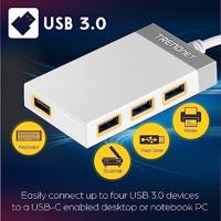 TrendNet TUC-H4E USB-combi-hub 4 poorten Grijs - thumbnail