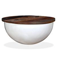 Salontafel komvormig massief gerecycled hout wit - thumbnail