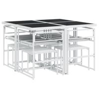 9-delige Tuinset met kussens textileen wit - thumbnail