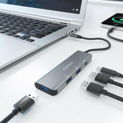 USB-HUB Aisens Grijs (1 Stuks)