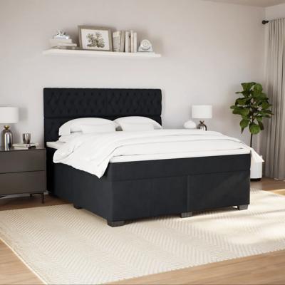 Boxspring met matras fluweel zwart 120x200 cm - thumbnail