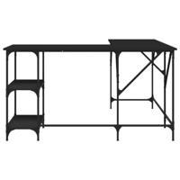 Bureau 139x139x75 cm bewerkt hout zwart - thumbnail