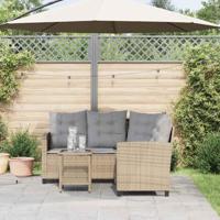 Tuinbank met tafel en kussens L-vormig beige poly rattan - thumbnail