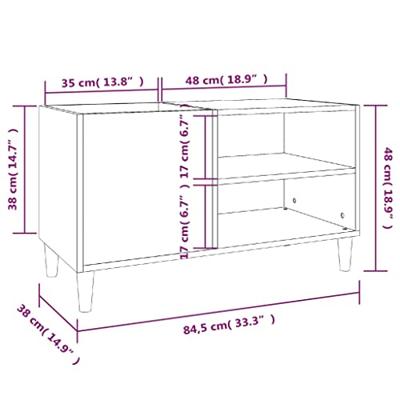 Platenkast 84,5x38x48 cm bewerkt hout wit - thumbnail