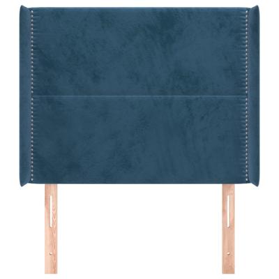 Hoofdbord met randen 93x16x118/128 cm fluweel donkerblauw - thumbnail