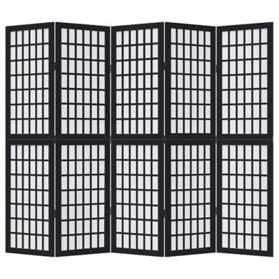 Kamerscherm met 5 panelen massief paulowniahout zwart Kamerscherm met 5 panelen massief paulowniahout zwart