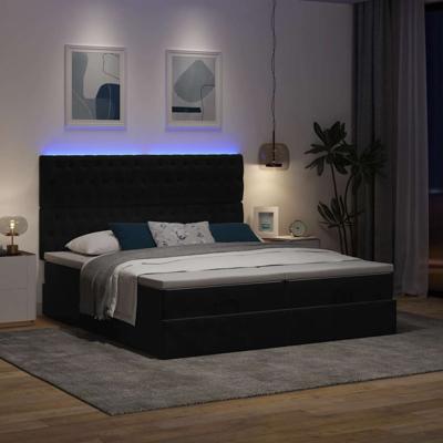 Ottoman bed met matrassen en LED's 160x200cm fluweel zwart