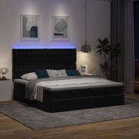 Ottoman bed met matrassen en LED's 160x200cm fluweel zwart - thumbnail