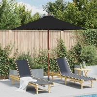 VidaXL Parasol met houten paal 150x200 cm zwart - thumbnail