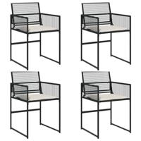 Tuinstoelen 4 st met kussens poly rattan zwart - thumbnail