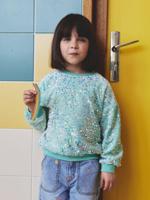 Sweater met pailletten voor meisjes turquoiseblauw - thumbnail