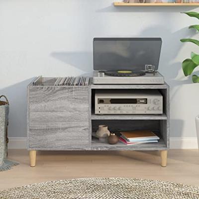 Platenkast 84,5x38x48 cm bewerkt hout grijs sonoma eikenkleurig Platenkast 84,5x38x48 cm bewerkt hout grijs sonoma eikenkleurig