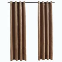 VidaXL Gordijn verduisterend met ringen 2 st 140x175 cm fluweel beige - thumbnail