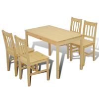 VidaXL Eettafel met 4 stoelen hout naturel - thumbnail