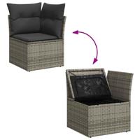 9-delige Loungeset met kussens poly rattan grijs - thumbnail