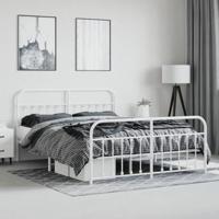 Bedframe met hoofd- en voeteneinde metaal wit 180x200 cm - thumbnail