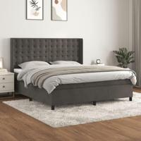 Boxspring met matras fluweel donkergrijs 160x200 cm - thumbnail
