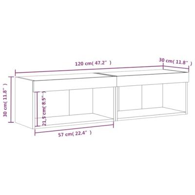 Tv-meubels met LED-verlichting 2 st 60x30x30 cm wit