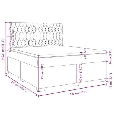 Boxspring met matras stof lichtgrijs 180x200 cm