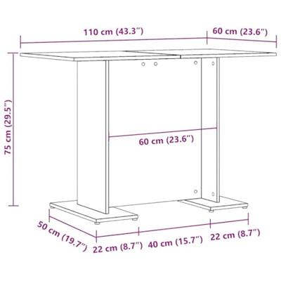 Eettafel 110x60x75 cm bewerkt hout artisanaal eikenkleurig