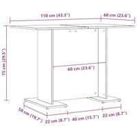 Eettafel 110x60x75 cm bewerkt hout artisanaal eikenkleurig - thumbnail