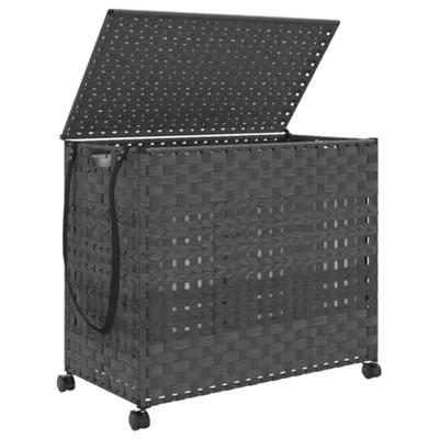 VidaXL Wasmand op wielen 66x35x60 cm rattan grijs