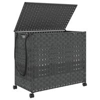 Wasmand op wielen 66x35x60 cm rattan grijs - thumbnail