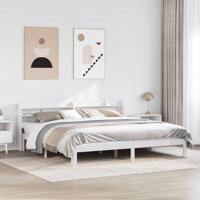 Bedframe met hoofdeinde zonder matras 200x200 cm wit - thumbnail