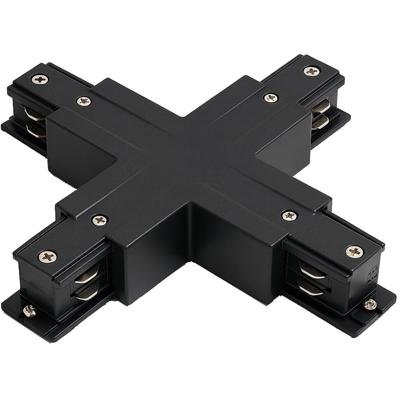 Spanningsrail Doorverbinder - Prixa - X Kruis Koppeling - 3 Fase - Zwart