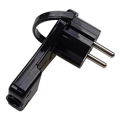 Platte haakse stekker zwart met handige trekring