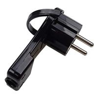 Platte haakse stekker zwart met handige trekring - thumbnail