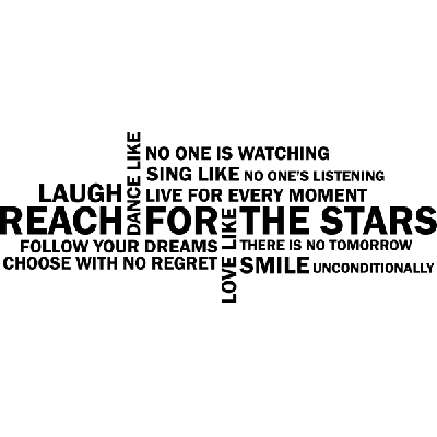 Reach for the stars, woord cloud - Muursticker