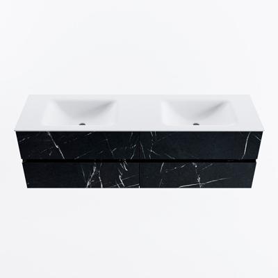 MONDIAZ VICA 160cm badmeubel onderkast Marquina 4 lades. Wastafel CLOUD dubbel zonder kraangat, kleur Talc.