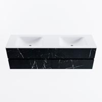 MONDIAZ VICA 160cm badmeubel onderkast Marquina 4 lades. Wastafel CLOUD dubbel zonder kraangat, kleur Talc. - thumbnail