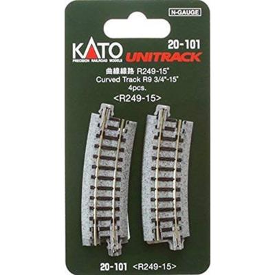 7078110 N Kato Unitrack Gebogen rails 15 ° 249 mm 4 stuk(s)