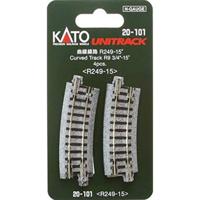 7078110 N Kato Unitrack Gebogen rails 15 ° 249 mm 4 stuk(s) - thumbnail