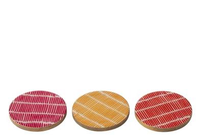 J-Line set van 4 onderzetter Mango - hout - mix - 3 stuks