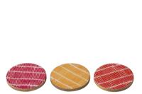 J-Line set van 4 onderzetter Mango - hout - mix - 3 stuks - thumbnail