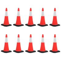 VidaXL Verkeerskegels met zware basis 10 st reflecterend 75 cm - thumbnail
