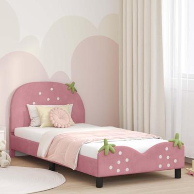 Bedframe voor kinderen met hoofdbord Roze 80 x 200 cm Fluweel