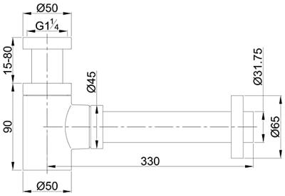 Design Sifon Wiesbaden UniMatch Caral | 5/4" | Compact | Messing | Rond | Geborsteld staal