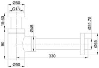 Wiesbaden Luxe bekersifon compact rond incl muurbuis en rozet. Inox/RVS - thumbnail