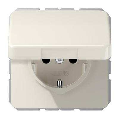 Jung CD1520BFKL Wandcontactdoos met randaarde en klapdeksel Inzetstuk 1-voudig Crème-wit 1 stuk(s)