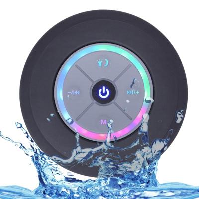 BTS-08 draadloze Bluetooth Speaker waterdichte LED FM-radio subwoofer Bluetooth-kolom TF-kaart zuignap mini douche speaker (zwart)