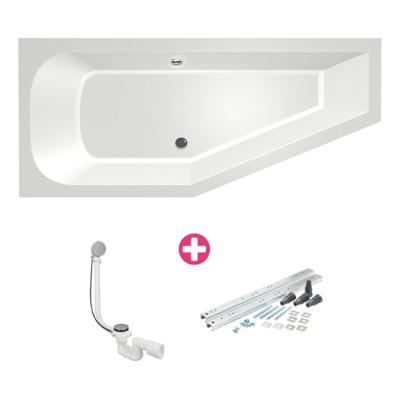 Xenz Lagoon Hoekbad - 170x75x48 - afvoer Midden - Links - Compact - acryl - wit 6982-01