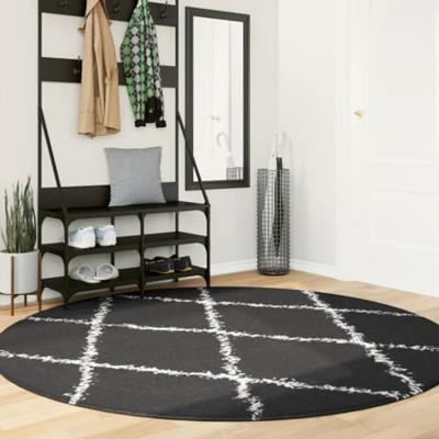 VidaXL Vloerkleed pamplona shaggy hoogpolig ø 200 cm zwart en crème