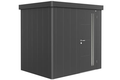 Biohort Neo 1B metalen tuinhuis enkele deur donkergrijs 236x180 cm- Plat dak- Metaal- Biohort